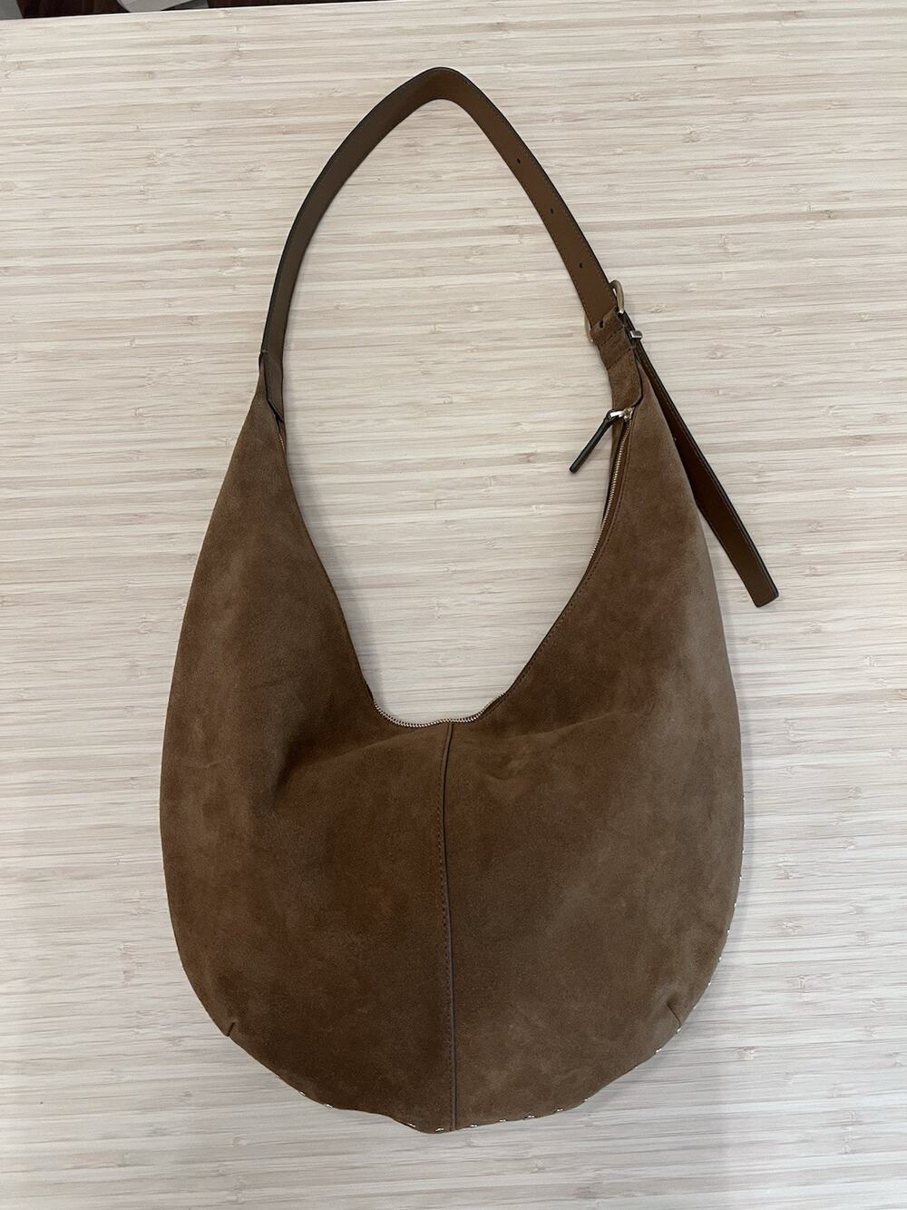 Madewell The Essential Curve Slouch Shoulder Bag Brown Suede Aged Cognac